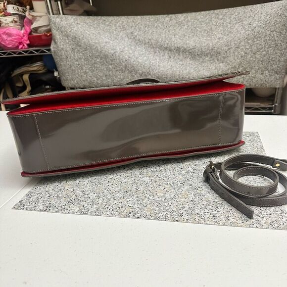 Alberta diCanio Animal Print Gray Large Italian Leather Satchel Handbag NEW - Picture 5 of 11